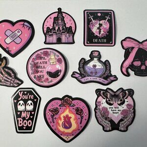 Pastel Goth Sticker Set - 10 Spooky Cute Vinyl Decals | Broken Heart, Skull, Pot